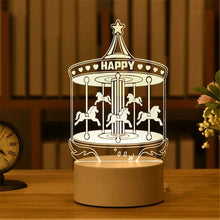 Load image into Gallery viewer, USB Operated 3D Acrylic LED Night Light Festival Birthday Kids Gifts Bedroom Bedside Decor Night Lamp Home Novelty Lighting
