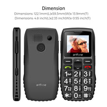 Load image into Gallery viewer, ARTFONE Big Button Mobile Phone for Elderly, Dual SIM, 1400mAh Battery, Unlocked Senior Mobile Phone with SOS Emergency