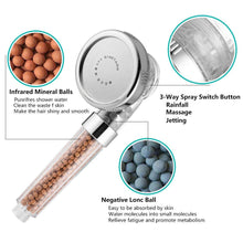 Load image into Gallery viewer, ZhangJi 3 Modes Bath Shower Adjustable Jetting Shower Head High Pressure Saving Water Bathroom Anion Filter Shower SPA Nozzle