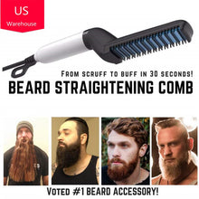 Load image into Gallery viewer, Men Beard Straightener Hair Styler Combs Hair Straightening Flat Iron Multifunctional Quick Hair Styler Ship from USA WAREHOUSE