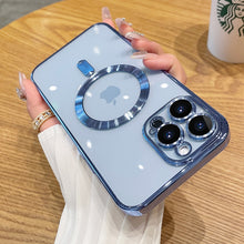 Load image into Gallery viewer, Luxury Transparent Magnetic Wireless Charging For Magsafe Case For iPhone Soft Plating Silicone Cover
