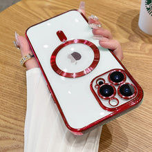 Load image into Gallery viewer, Luxury Transparent Magnetic Wireless Charging For Magsafe Case For iPhone Soft Plating Silicone Cover