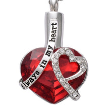 Load image into Gallery viewer, Always in my heart Locket screw Heart cremation memorial ashes urn birthstone necklace jewelry keepsake pendant