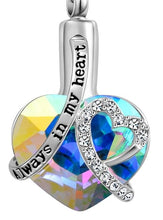 Load image into Gallery viewer, Always in my heart Locket screw Heart cremation memorial ashes urn birthstone necklace jewelry keepsake pendant