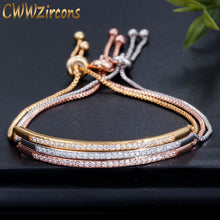 Load image into Gallery viewer, CWWZircons Adjustable Bracelet Bangle for Women Captivate Bar Slider Brilliant CZ Rose Gold Color Jewelry Pulseira Feminia CB089