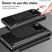 Load image into Gallery viewer, JAZZ RETRO SERIES Leather Case for Google Pixel 11 10 9 Pro Fold Hinge Front Frame with Glass Film and Touch Stylus Pen
