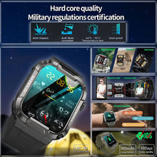 Load image into Gallery viewer, Men Smart Watch Military Healthy Monitor AI Voice Bluetooth Call Fitness Waterproof Sports Smartwatch for IOS Android Phone 2023
