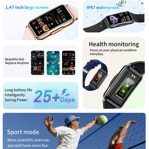 2023 New Sports Smart Watch Men Women 1.47-inch Full Touch Fitness Tracker IP67 Waterproof Smartwatch