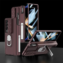 Load image into Gallery viewer, Shockproof Armor Case For Samsung Galaxy Z Fold 4 5G Fold4 Magnetic Hinge Slide Lens Cover with Ring and Pen Holder Kickstand
