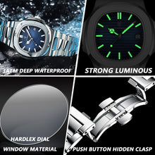 Load image into Gallery viewer, 2023 New POEDAGAR Luxury Watch Business Waterproof Male Clock Luminous Date Stainless Steel Square Quartz Men Watch
