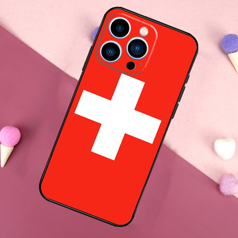 Switzerland Customized Swiss Flag Phone Case For iPhone Full Cover