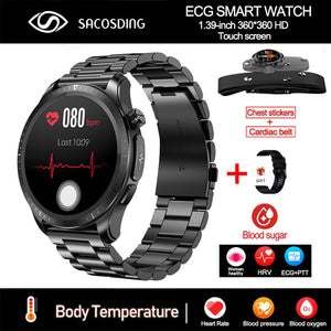 2023 New Blood Sugar Smartwatch 1.39 -inch 360*360 HD Touch Large Screen ECG Smart Watch Monitoring Non-invasive Blood Glucose