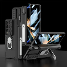 Load image into Gallery viewer, Shockproof Armor Case For Samsung Galaxy Z Fold 4 5G Fold4 Magnetic Hinge Slide Lens Cover with Ring and Pen Holder Kickstand
