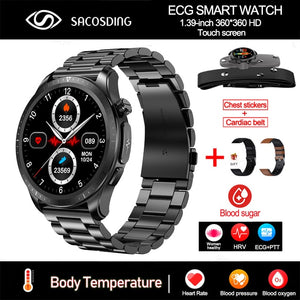 2023 New Blood Sugar Smartwatch 1.39 -inch 360*360 HD Touch Large Screen ECG Smart Watch Monitoring Non-invasive Blood Glucose