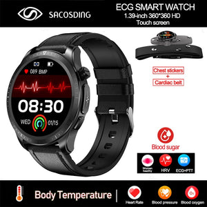 2023 New Blood Sugar Smartwatch 1.39 -inch 360*360 HD Touch Large Screen ECG Smart Watch Monitoring Non-invasive Blood Glucose