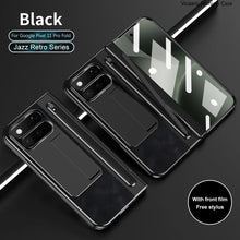 Load image into Gallery viewer, JAZZ RETRO SERIES Leather Case for Google Pixel 11 10 9 Pro Fold Hinge Front Frame with Glass Film and Touch Stylus Pen
