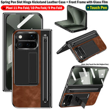 Load image into Gallery viewer, JAZZ RETRO SERIES Leather Case for Google Pixel 11 10 9 Pro Fold Hinge Front Frame with Glass Film and Touch Stylus Pen
