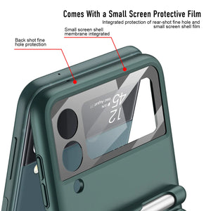 MAGNETIC CASE With Pen For Samsung Galaxy Z Flip 4 Camera Screen Protector Cover For Galaxy Z Flip4 Case