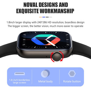 1.81 inch Bluetooth Call Smartwatch Men Support 120 Sport 2023 New Women Rotary keys Smart Watch + Box