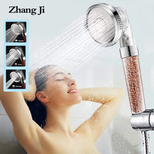 Load image into Gallery viewer, ZhangJi 3 Modes Bath Shower Adjustable Jetting Shower Head High Pressure Saving Water Bathroom Anion Filter Shower SPA Nozzle
