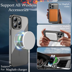 Luxury Transparent Magnetic Wireless Charging For Magsafe Case For iPhone Soft Plating Silicone Cover