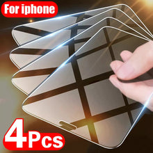 Load image into Gallery viewer, 4PCS Tempered Glass for iPhone 11 12 13 14 Pro XR X XS Max Screen Protector on for iPhone 12 Pro Max Mini 7 8 6 6S Plus SE Glass
