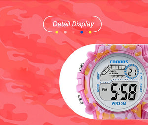 Camouflage Kids Watches LED Colorful Flash Digital Waterproof Clock For Boys Girls Date Week Creative Children's Watch