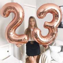Load image into Gallery viewer, Number Aluminum Foil Balloons Rose Gold Silver Digit Figure Balloon Child Adult Birthday Wedding Decor Party Supplies
