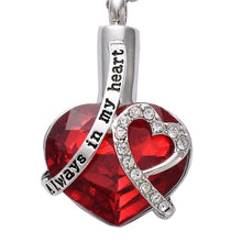 Load image into Gallery viewer, Always in my heart Locket screw Heart cremation memorial ashes urn birthstone necklace jewelry keepsake pendant
