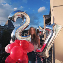 Load image into Gallery viewer, Number Aluminum Foil Balloons Rose Gold Silver Digit Figure Balloon Child Adult Birthday Wedding Decor Party Supplies
