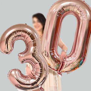 Number Aluminum Foil Balloons Rose Gold Silver Digit Figure Balloon Child Adult Birthday Wedding Decor Party Supplies