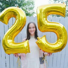 Load image into Gallery viewer, Number Aluminum Foil Balloons Rose Gold Silver Digit Figure Balloon Child Adult Birthday Wedding Decor Party Supplies
