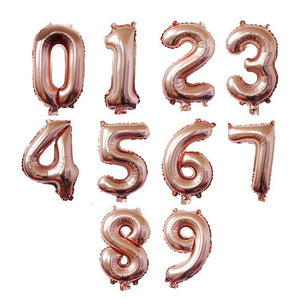 Number Aluminum Foil Balloons Rose Gold Silver Digit Figure Balloon Child Adult Birthday Wedding Decor Party Supplies