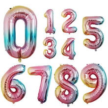 Load image into Gallery viewer, Number Aluminum Foil Balloons Rose Gold Silver Digit Figure Balloon Child Adult Birthday Wedding Decor Party Supplies
