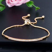 Load image into Gallery viewer, CWWZircons Adjustable Bracelet Bangle for Women Captivate Bar Slider Brilliant CZ Rose Gold Color Jewelry Pulseira Feminia CB089
