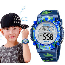 Load image into Gallery viewer, Camouflage Kids Watches LED Colorful Flash Digital Waterproof Clock For Boys Girls Date Week Creative Children&#39;s Watch
