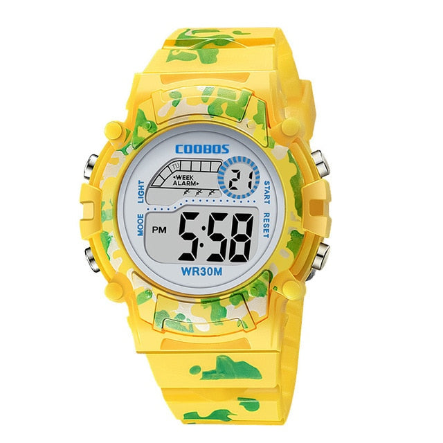 Camouflage Kids Watches LED Colorful Flash Digital Waterproof Clock For Boys Girls Date Week Creative Children's Watch