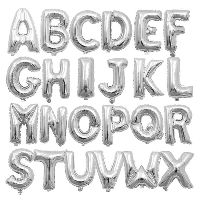 Silver Happy Birthday party balloons Wedding decorations balloons 16inch Alphabet Foil Letter balloon kids baby shower girl supplies