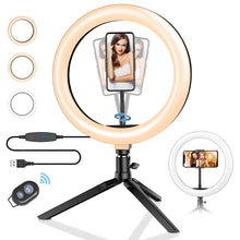 Load image into Gallery viewer, 26CM USB LED Selfie Ringlight Photography Flash Lamp with Tripod Stand Selfie Lamp For Makeup Youtube VK Video Dimmable Lighting
